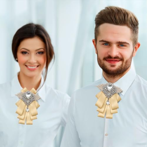 Image of Luckyvestir Womens Mens Bow Tie Ribbon Black Rhinestone Bow Ties Men Large Crystal Bowknot Bowtie for Wedding Party Banquet