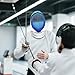 Adjustable Epee Fencing Mask for All Ages, 350N Carbon Steel Face Protection with Blue Mesh and Extended Chin and Neck Guard
