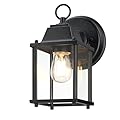 LIT-PaTH Outdoor Wall Lantern, Wall Sconce as Porch Lighting Fixture, E26 Base, Aluminum Housing Plus Glass, Water-Proof and Outdoor Rated, ETL Qualified, 1-Pack, Black