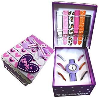 Love Gift Set"Especially for You" Purple Watch with 6 Replace able Straps and Bezels Christmas Present