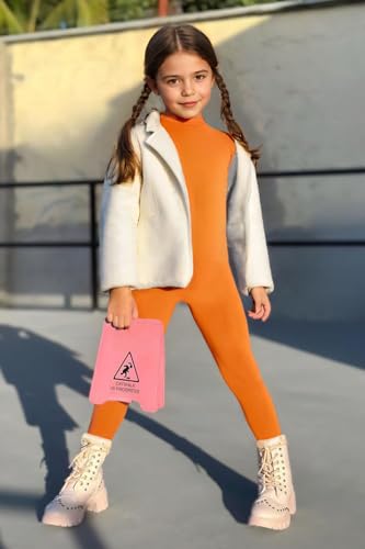 YgneeDom Kids Girls One Piece Spandex Unitards, Long Sleeve Turtleneck Unitard, Full Body Catsuit Dance Leotard Costumes