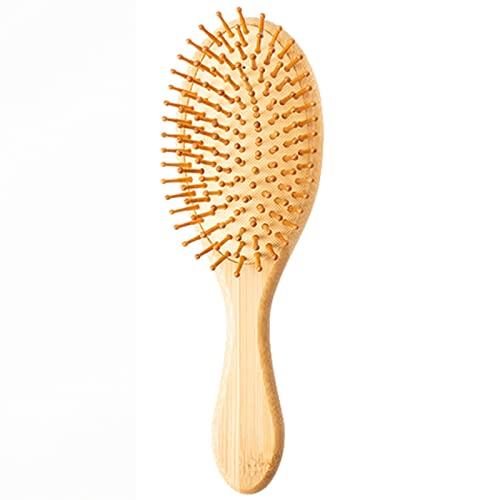 Cepillo de pelo de bambú para desenredar, reduce el masaje para mujeres y hombres, liso, rizado, seco, húmedo, grueso, fino