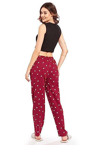 Image of WEET Women's Cotton Heart Printed Pyjama|Night Lounge Pants for Ladies