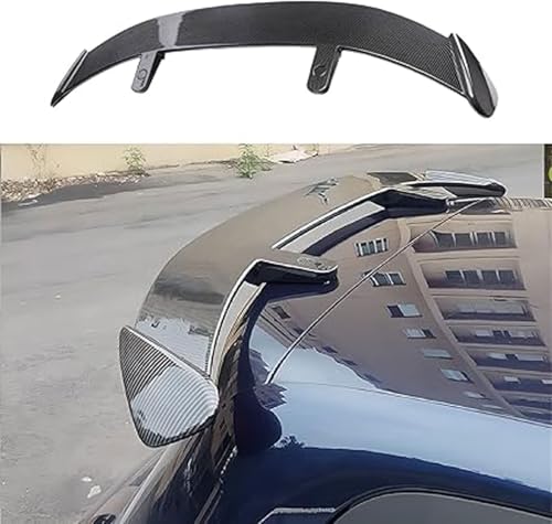 SIWKJJHY Car Trunk Spoiler for Ford Figo (2010 2011 2012 2013 2014 2015 2016 2017 2018), Roof Lip Spoiler Tail Wing Car Styling.,Carbon Fiber Look