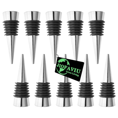 JIOFAVIU 10 Pcs Wine Bottle Stopper Set Kit, Resin Wine Bottle Stoppers Molds Set Accessories, Wine Stopper for Silicone Molds Epoxy Resin (Metal Silver)