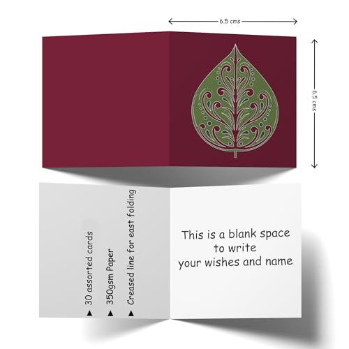 Ambiyaa 30 Pcs 6.5 cm x 6.5 cm Handmade Gift Tags in Mandala Paisley & Floral Designs,30 Labels