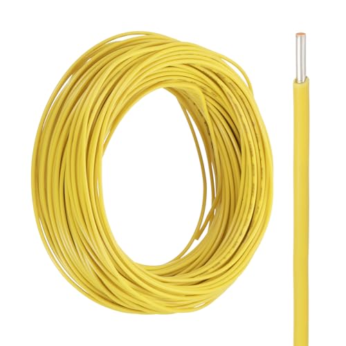 QUARKZMAN Cable UL1007 De Núcleo Sólido, Calibre 22 100FT 300V 22 AWG Cable Eléctrico De Cobre Estañado PVC 80 Grados Alta Temperatura Para Cableado Interno En Instalaciones Fijas, Amarillo