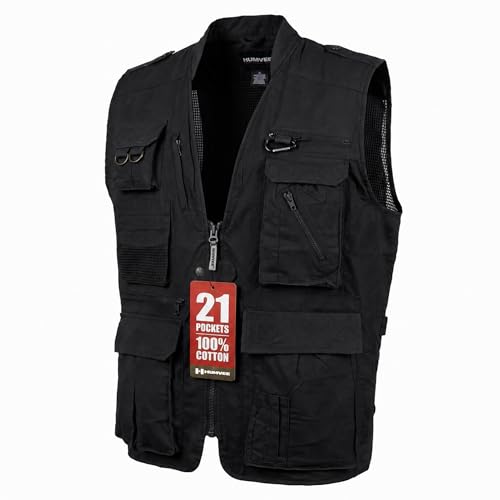 Image of Humvee Utility Vest with 21 Pockets -Travel, Safari, Hunting, Camping, 100% Cotton, Tactical Jacket for Men & Women