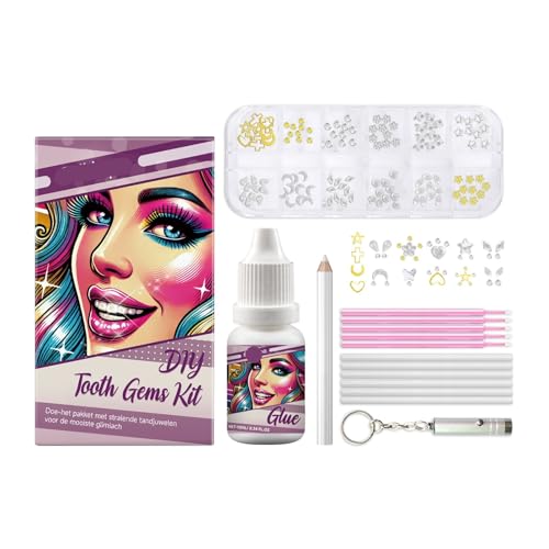 Kit De Gemas Dentales DIY: Aplicación Segura Y Sencilla Con Pegamento UV Y Gemas Variadas For Una Sonrisa Personalizada.(2PC)