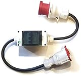 CEE 241201/S Stecker und Steckdose 32A / 16A 5x2,5mm mit 3 Sicherungen je 16A. 32A auf 16A mit Phasenwender CEE Starkstrom Adapter