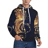 Matériau : notre sweat à capuche pour homme avec note de musique dorée avec imprimé étoile brillante est fabriqué en polyester et doublé de polaire, qui est doux, chaud et confortable, parfait pour le printemps, l'automne ou l'hiver.