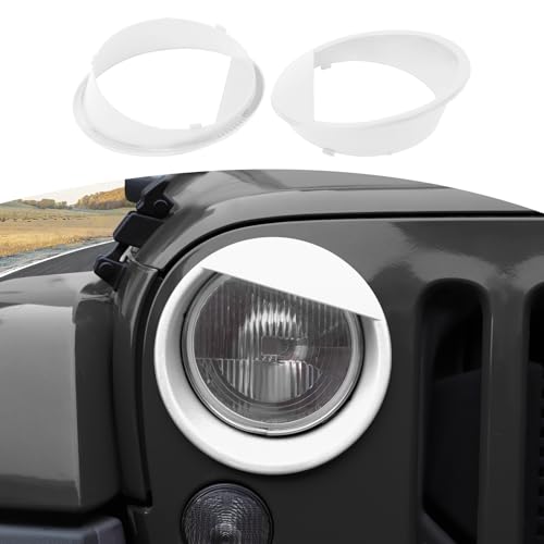 JOSHELA for Jeep JK Angry Eyes Headlight Cover Trim Fit for Jeep Wrangler JK JKU 2007-2017 White Exterior Accessories 2pcs