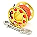 Scuba Diving Reel 15/30M with Stainless Steel Swivel Connector and Double Ended Dive Hook, Aluminum Alloy Underwater Line Winder for Compact Dive Line Reel Use(15m Gold)