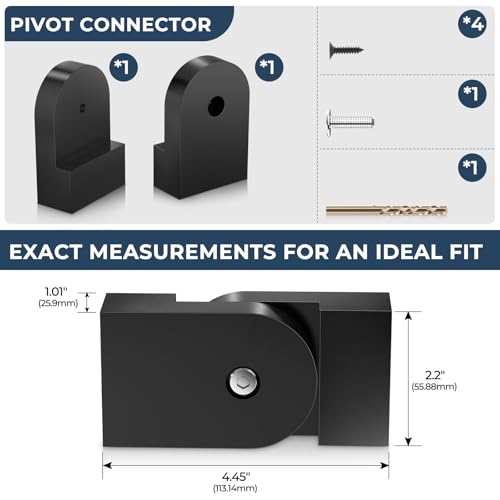 Image of 1 Pack Black Level Pivot Connector for Stainless Steel Flat Handrail, 180 Adjustable Cable Railing Fitting for Top Hand Rail, High Strength POM Connecting Block for Horizontal Handrail System