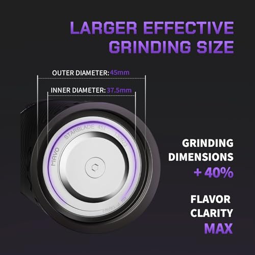 Image of MAVO Manual Coffee Grinder, Phantox Pro Burr Coffee Grinder, Professional 45mm Stainless Steel Grinding Core, Capacity 30g, 120 Clicks Adjustment, Hand Coffee Grinder for Espresso, Pour Over, Black