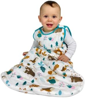 Baby Sleep Sack - Sleeveless Wearable Blanket for Girls & Boys - Baby Clothes - Two-Way Zipper, Soft Organic Cotton - Unisex Sleep Clothes & Pajamas with Cute Woodland Pattern (0-6 Months)