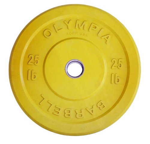 Ader Sporting Goods Solid Rubber Weight Plates- Yellow 25lb Pair