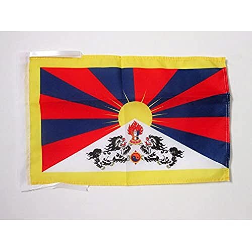AZ FLAG - Drapeau Tibet - 45x30 cm - Pavillon Tibétain 100% Polyester Avec Deux Cordelettes - 20g