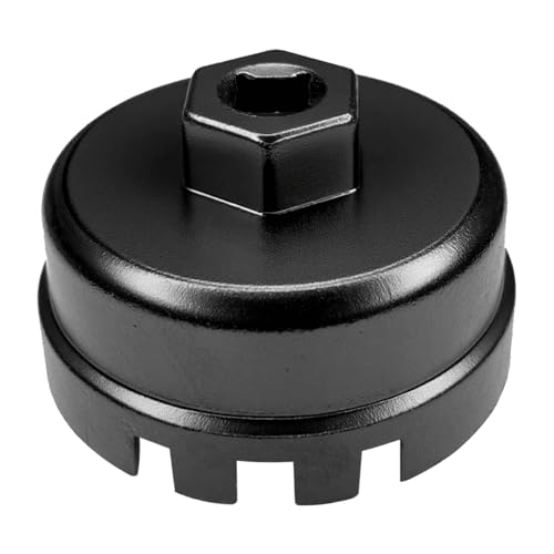 KUQUTIDY 64mm Oil Filter Wrench for Toyota RAV4 4 Runner Corolla Highlander Prius Lexus 14 Flutes/6 Slots Oil Filter Cap Wrenches Removal Tool Socket Fits 2.5-5.7L Engine Car Accessories