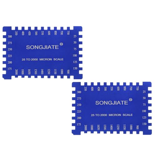 HARFINGTON 2Pzs Peines Cuadrados para Medir Espesor de Película Húmeda 25-2000um Aleación de Aluminio Alta Precisión Medidor de Espesor Ranurado para Pinturas, Resinas, Barnices, Gel Coats, Azul miniatura 1