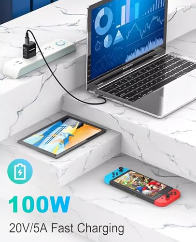 Image of Wefly USB4 Cable, with Thunderbolt 4, 240W Charging, 40 Gbps Data Cable, 8K @ 60Hz HDR, USB C to USB C Cable, 90Degree for Hub, Dock Ma /Book, M2, M3, Mac SSD (100CM)