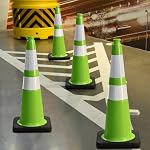 Fluorescent Green PVC Traffic Cones, 28" Large, 8 Count - Image 7