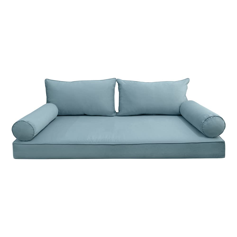 Prolinemax Style V2 Twin Size Velvet Pipe Trim Indoor Daybed Bolster Pillow Cushion Mattress Fitted Sheet |Cover ONLY| AD355