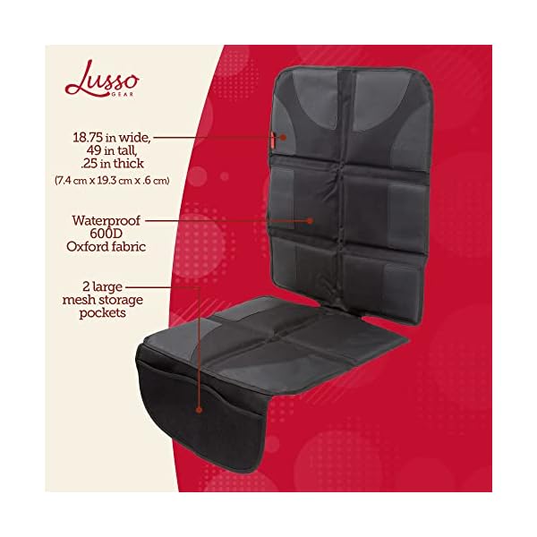 Lusso Gear Universal Sitzschoner Auto Vordersitze - Dick Gepolsterter Wasserdichter Leder & Stoff Autositzschoner - rutschfeste Robuste Gummibeschichtung - Verstellbarer Kopfstützengurt – Bild 4