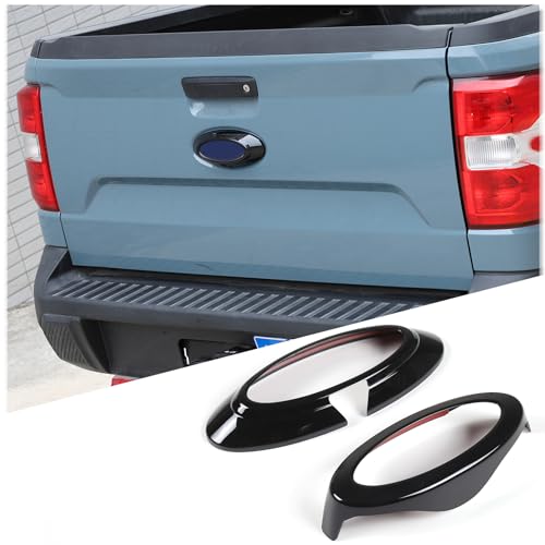 Image of Rear and Front Emblems Trim Ring Cover Compatible with Ford Maverick 2022-2025, Car Front and Rear Logo Circles Cover, Front Hood Rear Trunk Emblem Logo Decorative Accessories (Glossy Black)