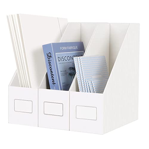JiaWei-Lot-de-3-Porte-revues-en-carton-Classeur-debout-en-carton-Boite-a-magazines-Papier-Porte-revues-pour-ranger-des-livres-des-documents-fichiers-dossiers-papeterie-Blanc