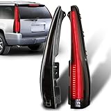 KUIPERAUTO Smoke Tail Lights Compatible for 3rd Gen 2007 2008 2009 2010 2011 2012 2013 2014 Cadillac Escalade ESV Taillight Assembly Rear Lamp with Red Turn Signal (Set of 2)