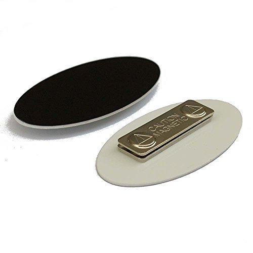 Oval Name Badge Blanks with Magnet - 10 Pack (Black)