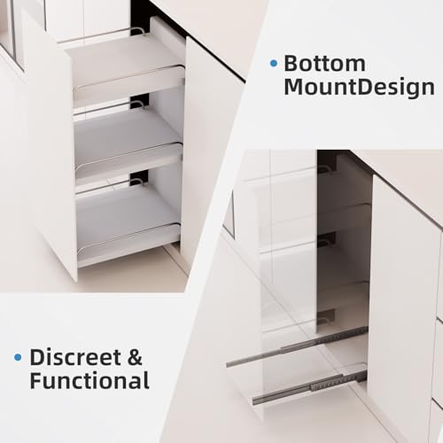 GEYUESI Bodenmontierte Schubladenschienen 400 mm 120 kg Tragkraft Schwerlast Schubladenauszüge Kugellager Vollauszug, #2047-A-400-900, 1 Paar