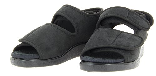 VAROMED Lugano Gesundheitssandalen Schwarz I Gr. 43 I Orthopädische Schuhe Damen & Herren I Schuhe für geschwollene Füße I Sandalen mit Wechselfußbett I Made in Germany