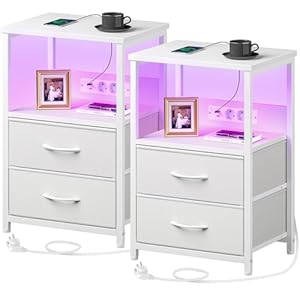 Rolanstar Nachttisch 2er-Set mit LED-Leuchten