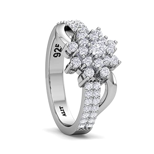 Image of AlitJewellery Flower Design Silver Ring 925 For Women CZ Stone 425