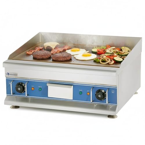 Plancha industrial eléctrica WORLDMAI de sobremesa 60 cm de cromo duro. Plancha de asar profesional para cocina de bar, restaurante y hostelería.