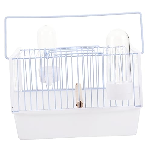 YARNOW 1 セット ポータブル鳥かご ために 屋外 キャリア バッジーケージ 旅行 輸送 オウムケージ オカメインコケージ ケージを運ぶペットの鳥 ペットの鳥かご 鉄 白い