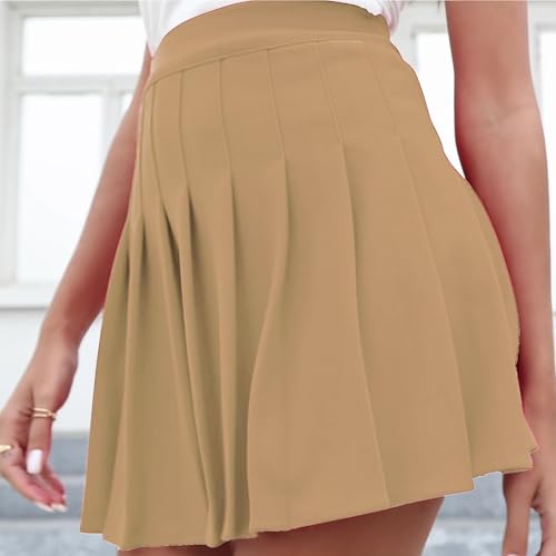 Image of Girstunm Women's Pleated Skirt Mini Skater Basic Skirts High Waist School Girls Uniform Short Cheerleader Skirt