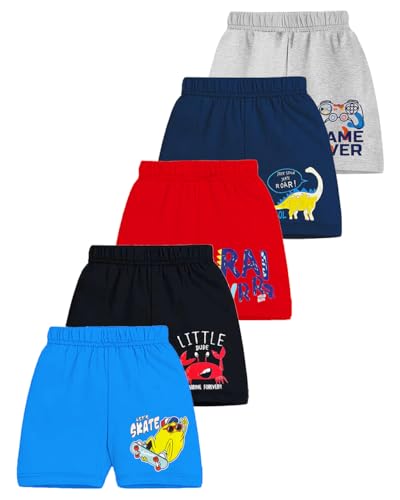 Kuchipoo Boys Regular Fit Cotton Shorts - Pack of 5