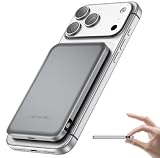 Aobbow Magnetic Portable Charger, 50% Smaller & Slimmer 5000mAh Power Bank with LED Display, 15W Fast Charging Battery Pack, Travel Essential MagSafe Compatible Charger for iPhone 17/16/15 - Gray
