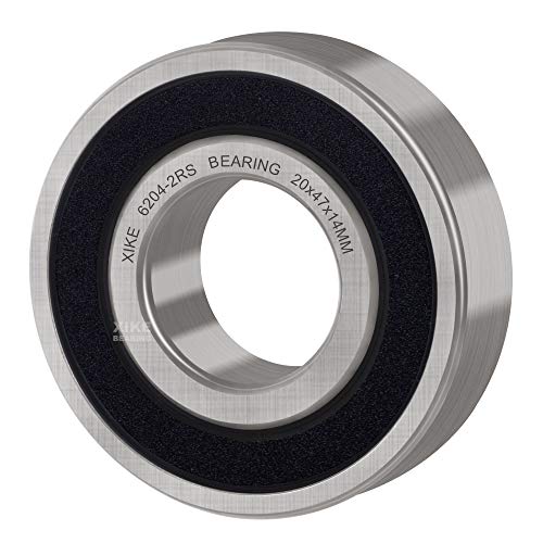 XiKe (10 Pack) 6204-2RS Double Sealed Deep Groove Ball Bearings, 20x47x14mm, Pre-Lubricated for High RPM, Chrome Steel P6, ABEC 3