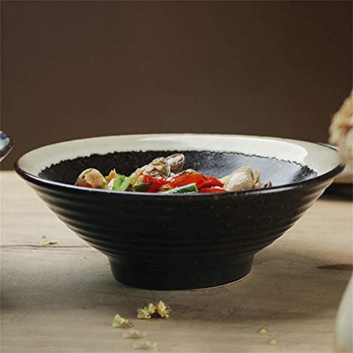 ERoomQ Pasta Bowls Large Soup Bowl Ramen Noodle Bowl Retro Fruit Salad Bowl Creative Ceramic Tableware Mixing Bowl Serving Bowl,