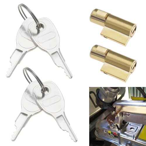 Erioscar 2 Pièces Antivol Remorque avec 4 Clé, Cadenas Remorque, Verrouillage à Fiche, Antivol pour Attelage de Remorque, Compatible avec Remorque pour Earth, Daxara, Maypole