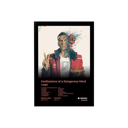 Image of BLINKART logic - Confessions of a Dangerous Mind Wall Photo Frames | Wall Art for Bedroom, Living Room, Studio or Office | Album Cover Print with Spotify Song Link QR Code | Gift for Fans - 8x12 In
