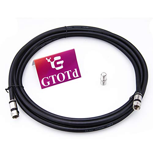 GTOTd Coaxial Cable (40 Feet) with RG6 Coax Cable Connector (F-Type Cable Extension Adapter 1X) Black Coax Satellite TV 75 Ohm Cable