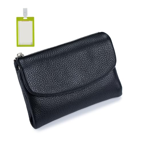 Joyfullygo Wallet, Unisex Pebble Leather Wallet, 5.3in Short Genuine Leather Coin Card Holder, Unisex Clutch Bags, Can Hold Coins, Id Cards (M)