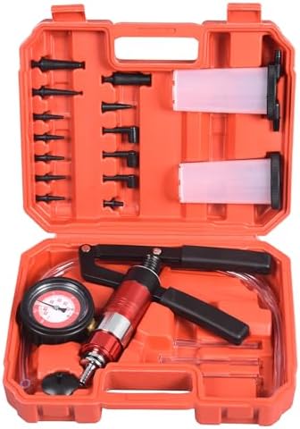 DHA 2 in 1 Brake Bleeder Kit Hand Held Vacuum Pump Pressure Tester, One Man Dual Vacuum and Pressure Tester Hand Pump Brake Bleeding Kit, Manual Brake System Clutch Fluid Tool for Car Motorcycle
