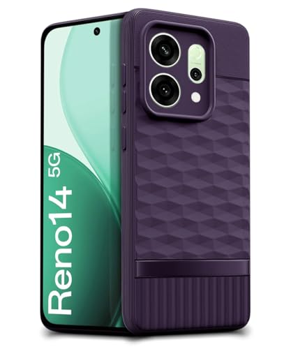 Image of WOW IMAGINE Silicone Back Cover for Oppo Reno 14 5G with Hexa Cube Design (Purple)