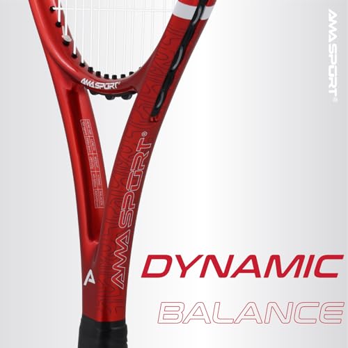 AMA SPORT Fast Speed Adult Tennis Racket - Pre-Strung Light Balance 27 inch Tennis Racquet for Women and Men Grip Size 2-4 1/4" (Red) by AMA SPORT - Used condition - Image 4